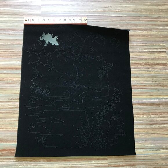 Duck Pond Partly Painted Wall Hanging Artex Tri-Chem Painting Black Velvet - Picture 1 of 3